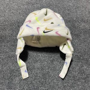 Nike Hat Beanie Fitted Toddler White Multicolor Fleece Ear Flap Winter
